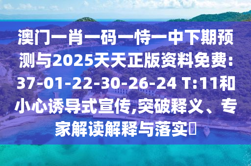 澳門一肖一碼一恃一中下期預(yù)測(cè)與2025天天正版資料免費(fèi):37-01-22-30-26-24 T:11和小心誘導(dǎo)式宣傳,突破釋義、專家解讀解釋與落實(shí)?
