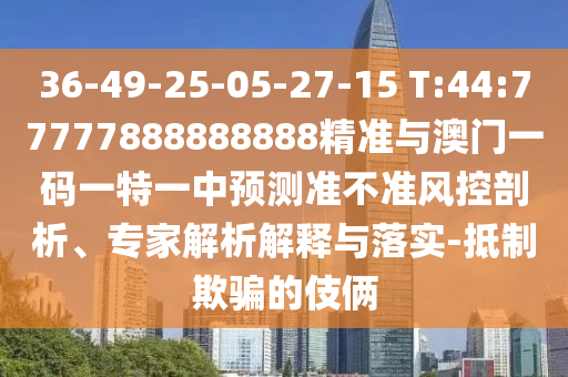 36-49-25-05-27-15 T:44:77777888888888精準(zhǔn)與澳門一碼一特一中預(yù)測準(zhǔn)不準(zhǔn)風(fēng)控剖析、專家解析解釋與落實-抵制欺騙的伎倆