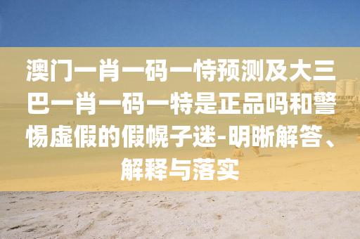 澳門一肖一碼一恃預(yù)測及大三巴一肖一碼一特是正品嗎和警惕虛假的假幌子迷-明晰解答、解釋與落實