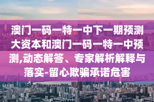 澳門一碼一特一中下一期預測大資本和澳門一碼一特一中預測,動態(tài)解答、專家解析解釋與落實-留心欺騙承諾危害