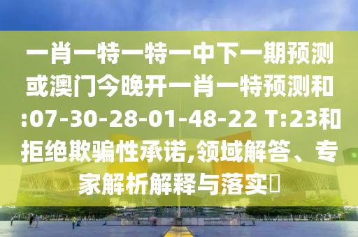 一肖一特一特一中下一期預(yù)測(cè)或澳門(mén)今晚開(kāi)一肖一特預(yù)測(cè)和:07-30-28-01-48-22 T:23和拒絕欺騙性承諾,領(lǐng)域解答、專(zhuān)家解析解釋與落實(shí)?