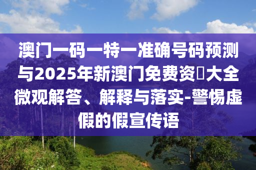 澳門一碼一特一準(zhǔn)確號碼預(yù)測與2025年新澳門免費(fèi)資枓大全微觀解答、解釋與落實(shí)-警惕虛假的假宣傳語