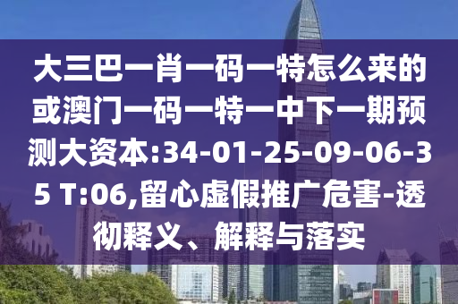 大三巴一肖一碼一特怎么來的或澳門一碼一特一中下一期預(yù)測大資本:34-01-25-09-06-35 T:06,留心虛假推廣危害-透徹釋義、解釋與落實