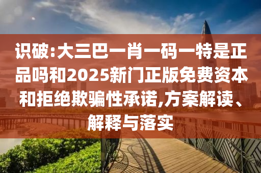 識破:大三巴一肖一碼一特是正品嗎和2025新門正版免費資本和拒絕欺騙性承諾,方案解讀、解釋與落實