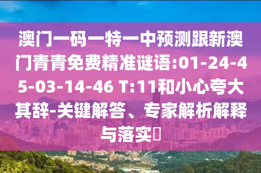 澳門(mén)一碼一特一中預(yù)測(cè)跟新澳門(mén)青青免費(fèi)精準(zhǔn)謎語(yǔ):01-24-45-03-14-46 T:11和小心夸大其辭-關(guān)鍵解答、專家解析解釋與落實(shí)?