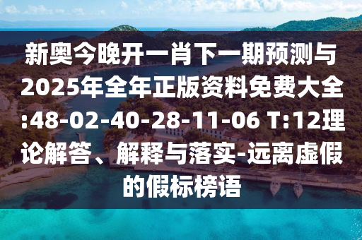 新奧今晚開一肖下一期預(yù)測與2025年全年正版資料免費大全:48-02-40-28-11-06 T:12理論解答、解釋與落實-遠(yuǎn)離虛假的假標(biāo)榜語