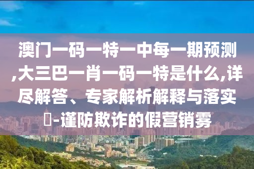 澳門(mén)一碼一特一中每一期預(yù)測(cè),大三巴一肖一碼一特是什么,詳盡解答、專家解析解釋與落實(shí)?-謹(jǐn)防欺詐的假營(yíng)銷霧
