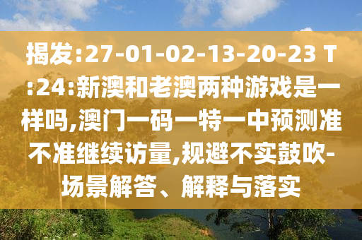 揭發(fā):27-01-02-13-20-23 T:24:新澳和老澳兩種游戲是一樣嗎,澳門一碼一特一中預(yù)測準不準繼續(xù)訪量,規(guī)避不實鼓吹-場景解答、解釋與落實